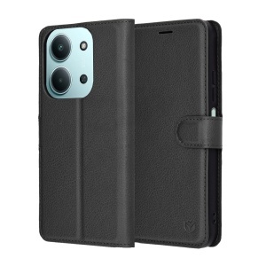 Husa pentru Xiaomi Redmi 15C 4G, SKYDDAR INNOVATION, Leather Folio tip Carte, cu Portofel Interior, Finisaje Premium, set cu sticker, Negru