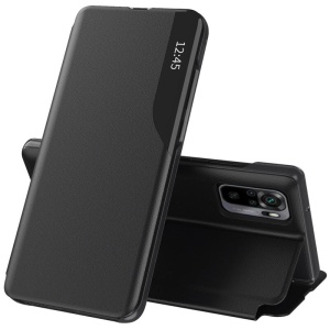 Husa pentru Xiaomi Redmi Note 10 4G / Redmi Note 10S / Poco M5s, tip carte, set cu sticker, eFold, Negru