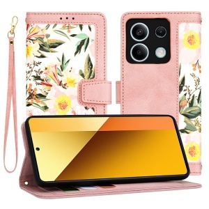 Husa pentru Xiaomi Redmi Note 13 5G, SKYDDAR INNOVATION, Flipcraft din Piele Ecologică, Stand Integrat, Buzunare pentru Carduri, set cu sticker, Roz