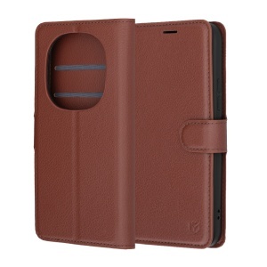 Husa pentru Xiaomi Redmi Note 15 Pro+ 5G / Poco M8 Pro 5G, SKYDDAR INNOVATION, Leather Folio tip Carte, cu Portofel Interior, Finisaje Premium, set cu sticker, Maro - Img 9