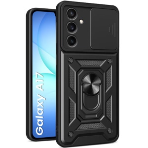 Husa Samsung Galaxy A17 5G cu Inel magnetic, protectie camera, set cu sticker, CamShield, Negru - Img 5