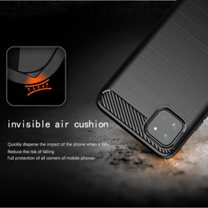 Husa Samsung Galaxy A22 5G din silicon, Slim, cu textura Fibra Carbon - Negru - Img 5