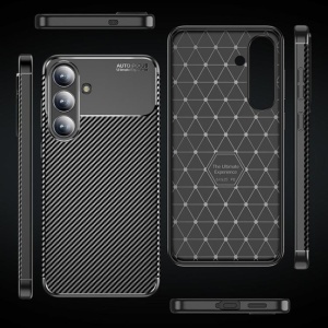 Husa Samsung Galaxy S25 FE, Antisoc, set cu sticker, CarbonFiber, Negru - Img 6