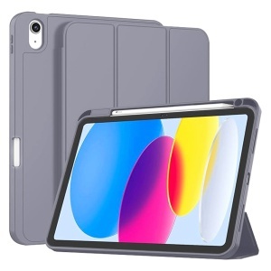 Husa tableta pentru iPad 10 (2022) 10.9 / 11 (2025), suport Pencil, functie Sleep/Wake, Flex Trifold, set cu sticker, Mov