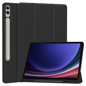 Husa tableta pentru Samsung Galaxy Tab S9 Plus / S10 Plus / S9 FE Plus, suport Pencil, functie Sleep/Wake, Flex Trifold, set cu sticker, Negru