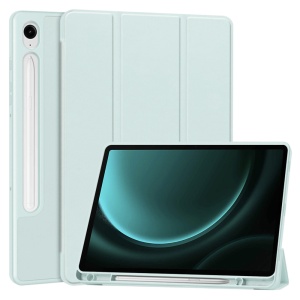 Husa tableta pentru Samsung Galaxy Tab S9 / S9 FE / S10 FE, suport Pencil, functie Sleep/Wake, Flex Trifold, set cu sticker, Bleu