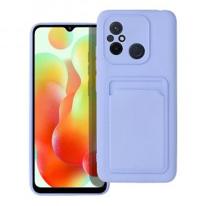 Husa Xiaomi Redmi 12C din silicon Suport Card, set cu sticker, Cards Case, Violet