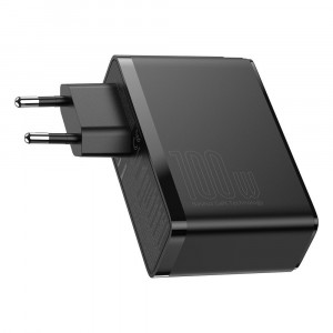 Incarcator 2x USB-C PD 100W, 2x USB-A QC3.0 with Cable Type-C to Type-C - Baseus (CCGAN2P-L01) - Black - Img 5
