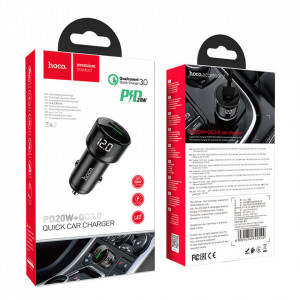 Incarcator auto (Z42 Light Road), USB-A, USB Type-C, QC 3.0, PD 20W, 3A, HOCO - Negru - Img 8