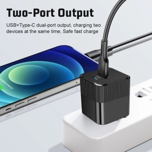 Incarcator Priza Fast Charge 25W, 1xType-C, 1xUSB, SKYDDAR INNOVATION CHPD216, set cu sticker, Alb - Img 3