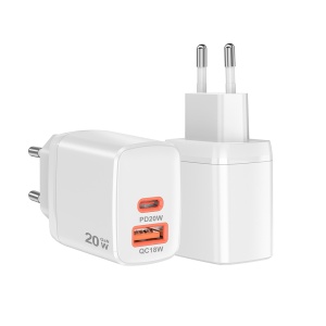 Incarcator Priza PD 20W, 1xUSB, 1xType-C, Fast Charging, SKYDDAR INNOVATION CH2, set cu sticker, Alb