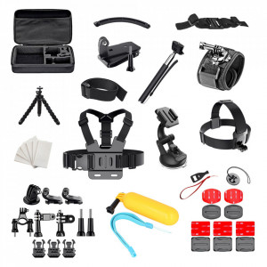 Kit accesorii GoPro / Sony Action Camera / Xiaomi Yi 50in1, Techsuit (CAL01) - Negru