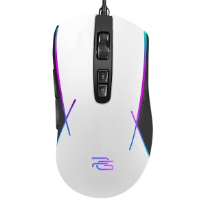 Mouse Gaming cu Fir 7200DPI, 7 Butoane, Iluminare LED, USB, 1.5m, Compatibil Windows/Mac/Linux, Proove Defiant, Alb