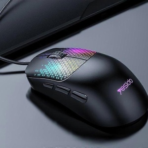 Mouse gaming cu fir, Ultra-lightweight, 7200 DPI, Iluminare RGB, 7 Butoane, Yesido, Negru - Img 2