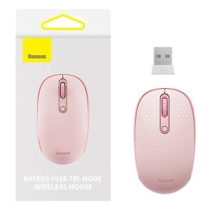 Mouse Wireless Tri-Mode, Bluetooth 5.0 + 2.4G + Wired, 1600DPI, Design Silentios, Baseus F01B B01055503413-00, Roz