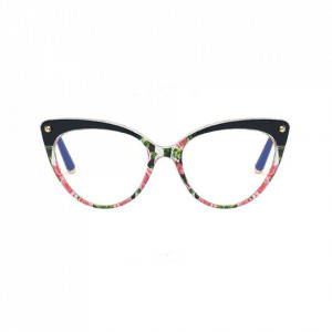 Ochelari calculator dama protectie lumina albastra, Techsuit (F93308) - Black / Flowers - Img 2