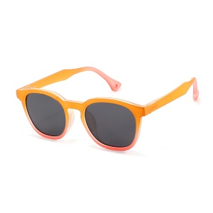 Ochelari de Soare Copii, 10-16 Ani, Filtru UV400, Desing Rotund Supradimensionat, set cu sticker, Model 691, Portocaliu
