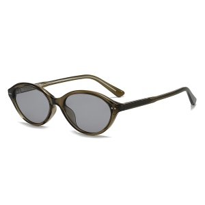 Ochelari de Soare Dama, Filtru UV, Desing Oval, Set cu sticker, Model 99034, Verde inchis