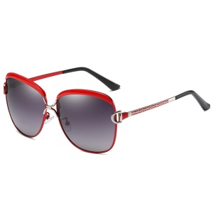 Ochelari de soare dama, protectie UV, Rama metalica, Filtru UV, polarizati (8702), set cu sticker, Negru;rosu