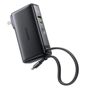 Power Bank 10000mAh 67W cu Cablu USB-C si Display Digital, Baseus Nomos NT11 Omni P10078807123-00, Cosmic Black