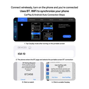 Radio auto wireless, CarPlay si Android Auto, Ecran 10.26 inch, Camera 4K, Yesido, Negru - Img 3