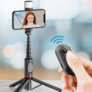 Selfie stick tip trepied cu telecomanda Bluetooth, Techsuit Q12S - Negru - Img 5
