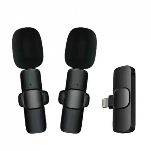 Set 2 Microfoane tip Lavaliera profesionala, Lightning, Bluetooth, plug & play, functie schimbare voce, Skyddar Vlog - Negru - Img 7