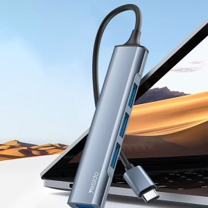 Statie de andocare 4in1, USB-C la 1x USB 3.0, 3x USB 2.0, 5Gbps, Aluminiu, Yesido, Gri - Img 2