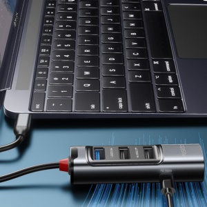 Statie de andocare, 5 in 1, Type-C la 3x USB, DisplayPort, PD 100W, 4K, Yesido, Gri - Img 6