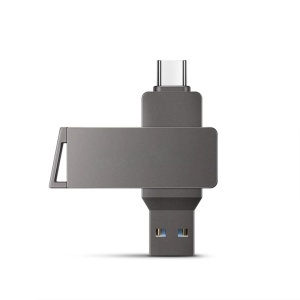 Stick Memorie USB 3.0 si Type-C, Dual-Interface, 32GB, High Speed FlashDrive, Skyddar THSM19, set cu sticker, Gri