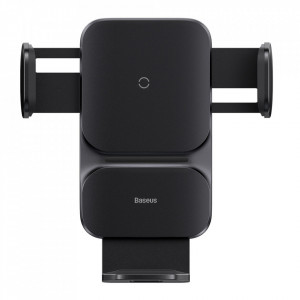 Suport auto incarcare wireless, grila ventilatie, 15W, Baseus Wisdom (CGZX000001) - Negru