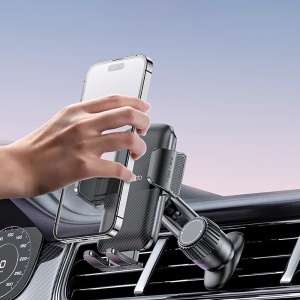 Suport auto telefon, Grila ventilatie, Brat telescopic, Rotire 360 grade, Yesido, Negru - Img 4