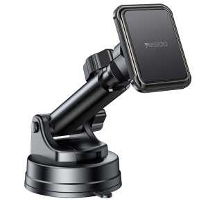 Suport auto telefon, Magnetic, Brat telescopic, Ventuza, 6 Magneti N52, Yesido, Negru