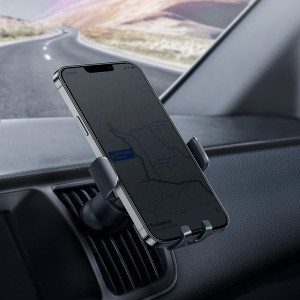 Suport de Masina pentru Telefon Grila Ventilatie - Baseus Metal Age II Gravity (SUJS000001) - Black - Img 8