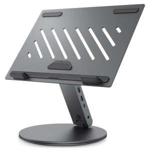 Suport Rotativ pentru Laptop cu Hub 2x USB, 3x Type-C, HDMI, Ugreen LD204H, Silver