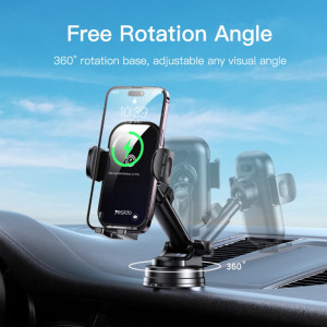 Yesido - Car Holder with Wireless Charging (C197) - for Windshield and Dashboard, 15W - Black - Img 6