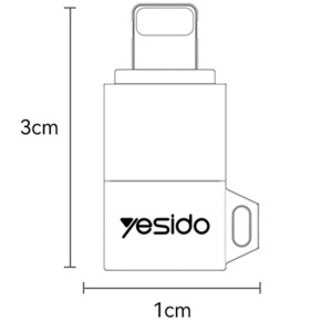 Adaptor OTG, Lightning la Type-C, 27W, 480Mbps, Aliaj aluminiu, Yesido, Gri - Img 6