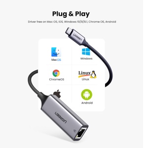 Adaptor pentru Internet, USB-C la RJ45, 1000Mbps, 1Gb/s, Ugreen CM199 - Space Gri - Img 7