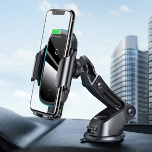 Baseus - Light Electric Car Holder (WXHW03-01) with Wireless Charging, 15W for Dashboard / Windshield / Air Vent - Black - Img 7