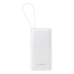 Baterie Externa Bipow 2 Baseus, 10000mAh, cablu USB-C incorporat, 20W, Alb