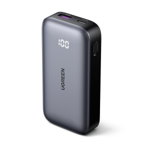 Baterie Externa fara Fir cu Display Digital, USB, Type-C, 10000mAh, 30W, 5V/3A, Ugreen PB502 - Gri - Img 2