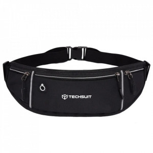 Borseta sport cu fermoar, ajustabila, Unisex, Techsuit (CWB3) - Negru
