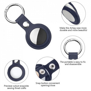 Breloc pentru Apple AirTag din piele, Skyddar Leather Tag - Albastru - Img 2
