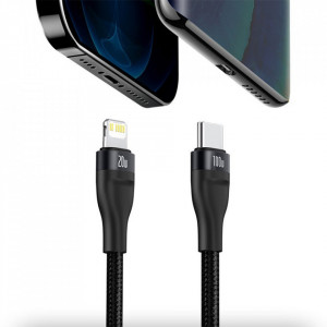 Cablu de date 2in1 Type-C la Type-C / Lightning, 100W, 1.2m, Baseus Flash Series (CA1T2-F01) - Negru - Img 6