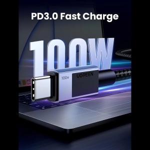 Cablu de Date USB-C la Type-C, PD100W, 5A, 480Mbps, 1m, Ugreen L512 - Space Gray - Img 7