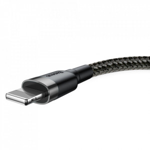 Cablu de date USB la Lightning, 2.4A, 1m, Baseus - Gri Negru - Img 3