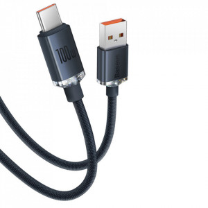 Cablu de date USB la Type-C, 100W, 2m, Baseus Crystal Shine (CAJY000501) - Negru - Img 2