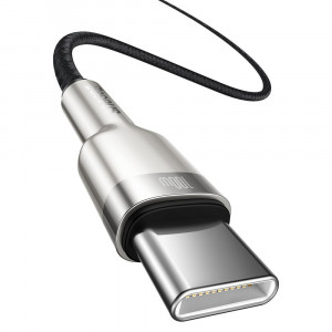 Cablu Type-C to Type-C, Super Fast Charge, 100W, 480Mbps, 20V, 5A, 2m - Baseus Cafule Series Metal (CATJK-D01) - Black - Img 3