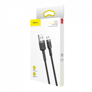 Cablue de date USB la Micro-USB, 1.5A, 2m, Cafule Baseus (CAMKLF-CG1) - Gri Negru - Img 7