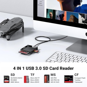 Cititor de Carduri 4in1 USB3.0 la SD/TF/CF/MS, Ugreen CR125, Negru - Img 4